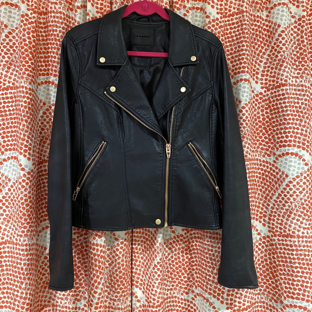 Blank NYC Black Faux Leather Moto Jacket with Gold Hardware - Picture 3 of 10